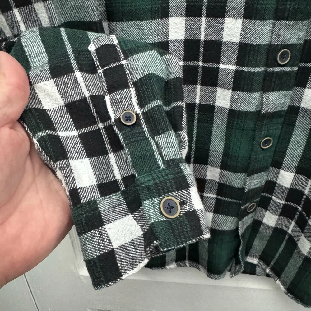 Plaid Flannel Button Up Shirt Jachs MFG Co Men L Green Black - Picture 4 of 9